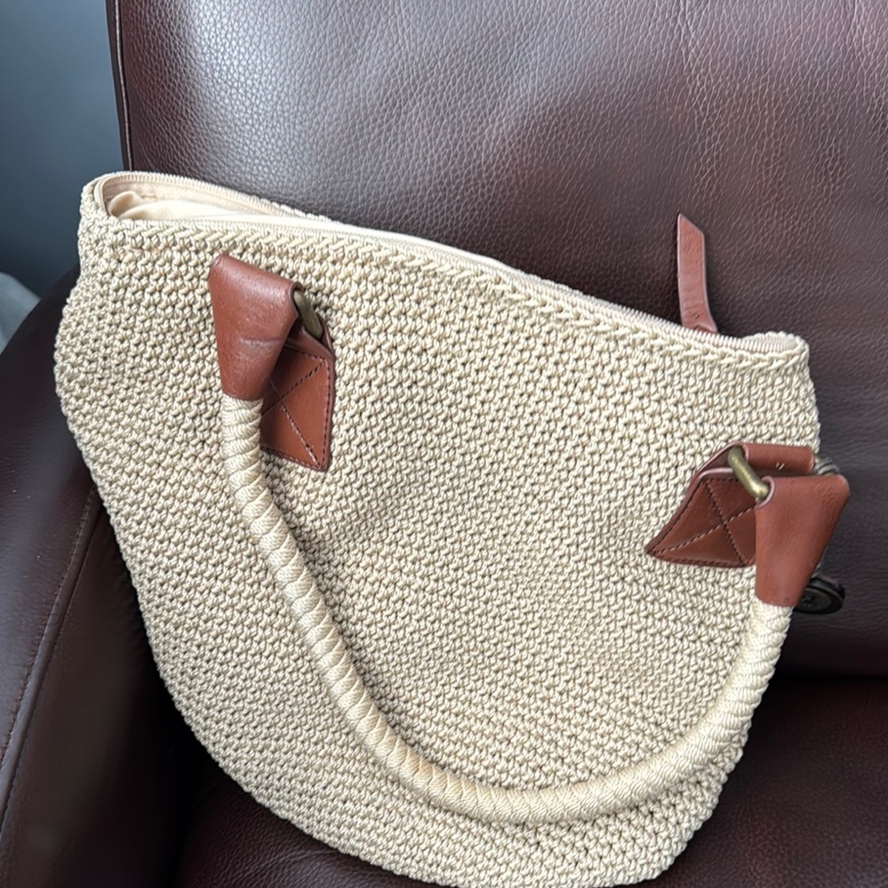 The Sak Tan and Brown Textured Tote Bag